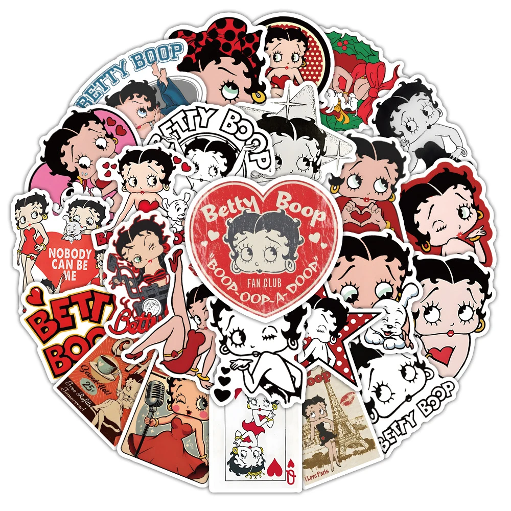 10/30/50pcs Cartoon Star Betty Boop Stickers Cute Sexy Girls Anime Graffiti Sticker Water Bottle Phone Laptop Waterproof Decals