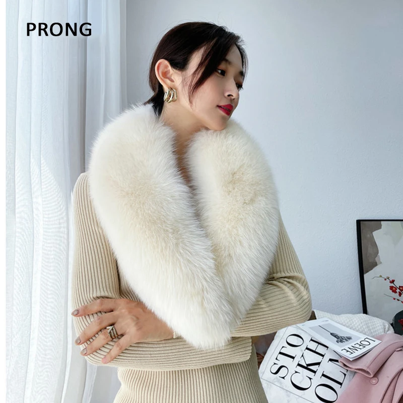 Real Fox Fur Collar For Women Men Coat Jacket Shawl Wraps Winter Warm Fur Collar Extra Large Size Neck Warmer Fur Scarf Shawls 4