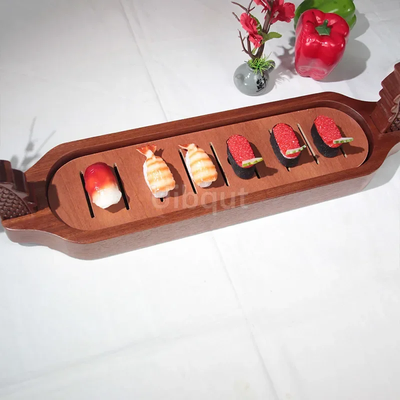 뷔페 해물 플래터 테이블 접시, 창의적인 요리, 도시락 보트, 초밥 매트, 오니기리, 나무 드래곤 보트, 드라이 아이스 바다 느낌 보트