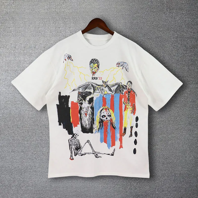 

2023 Summer O-Neck Tshirt For Men Art Graffiti Letter Print Brand Men T-shirt Social Club Outfits Tee Shirt Homme Black