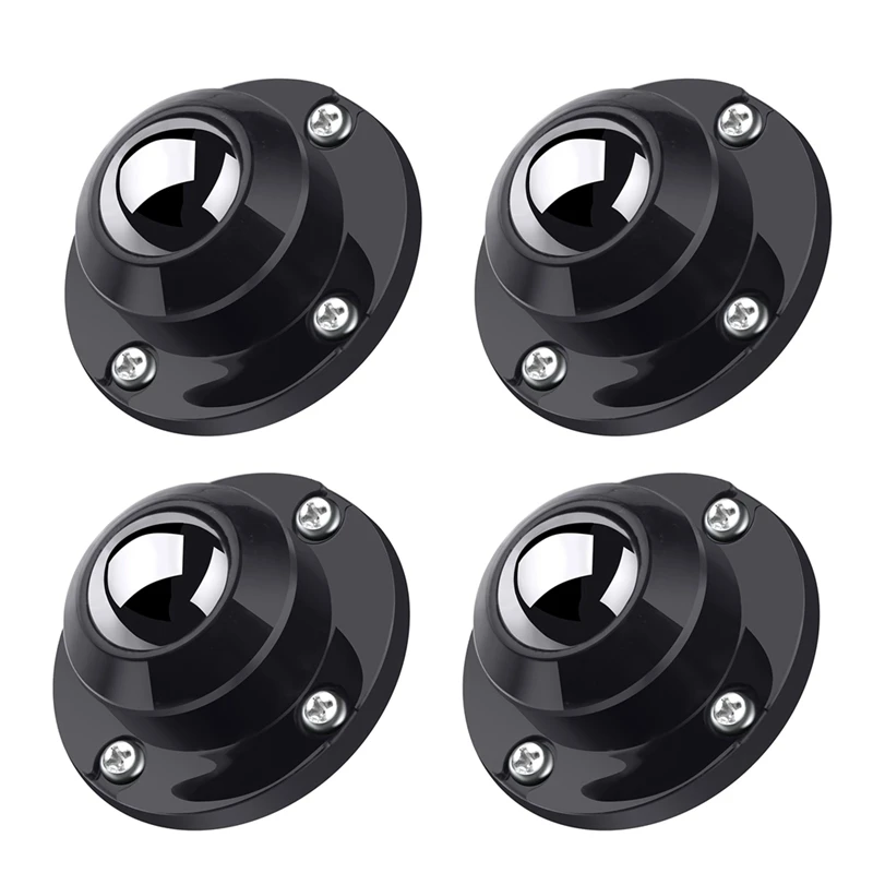 

4 PCS 1 Inch Self Adhesive Caster Wheels For Furniture Black Plastic+Steel Ball For Small Appliance Storage Bins