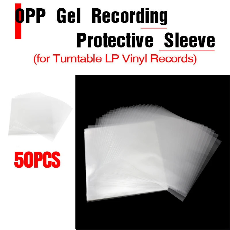 50pcs Opp Gel Record Protective Sleeves Self Adhesive Bag For 7