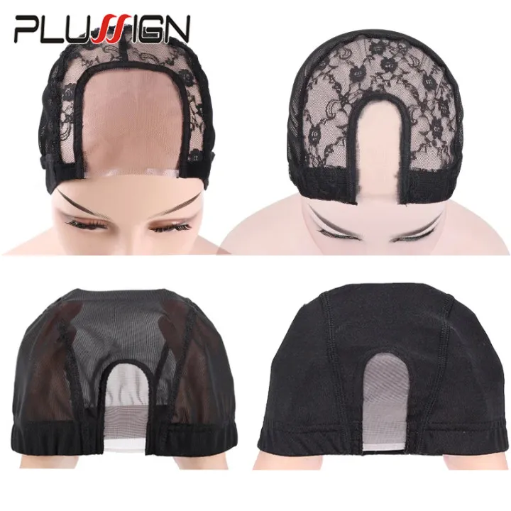 Wig Caps Plussign U Part Wig Cap With Swiss Wig Cap for Making Wigs Mesh Dome Lace Weave Wigs Making Material Base Hairnet