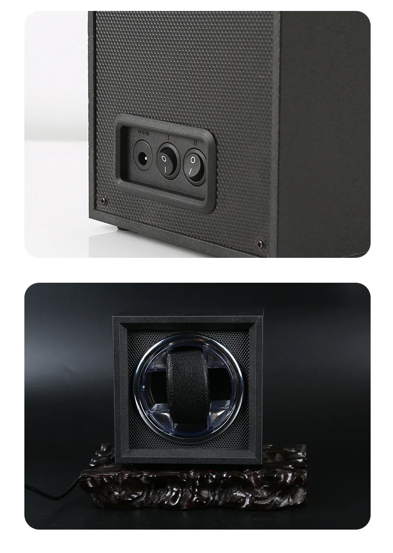 Matte black automatic watch winder box with Mabuchi motor and single-slot design