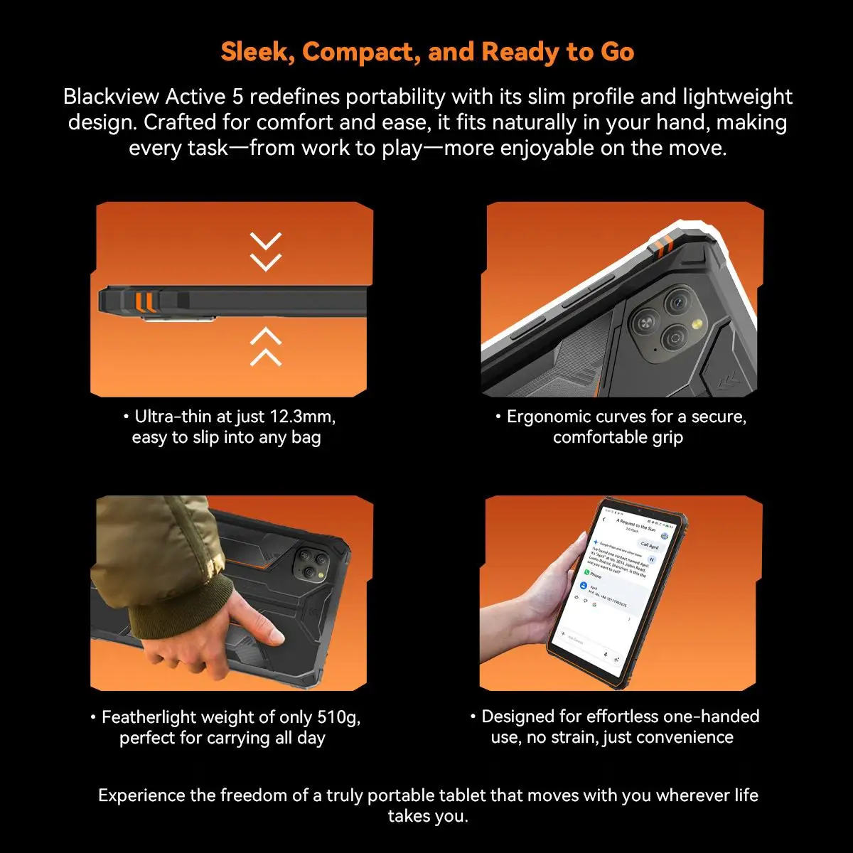 Blackview Active 5 8.68'' Rugged Tablet PC Android 15 Unisoc T615 Octa Core 8GB+128GB AI Mini Pad 6600mAh 13MP18W Tablet