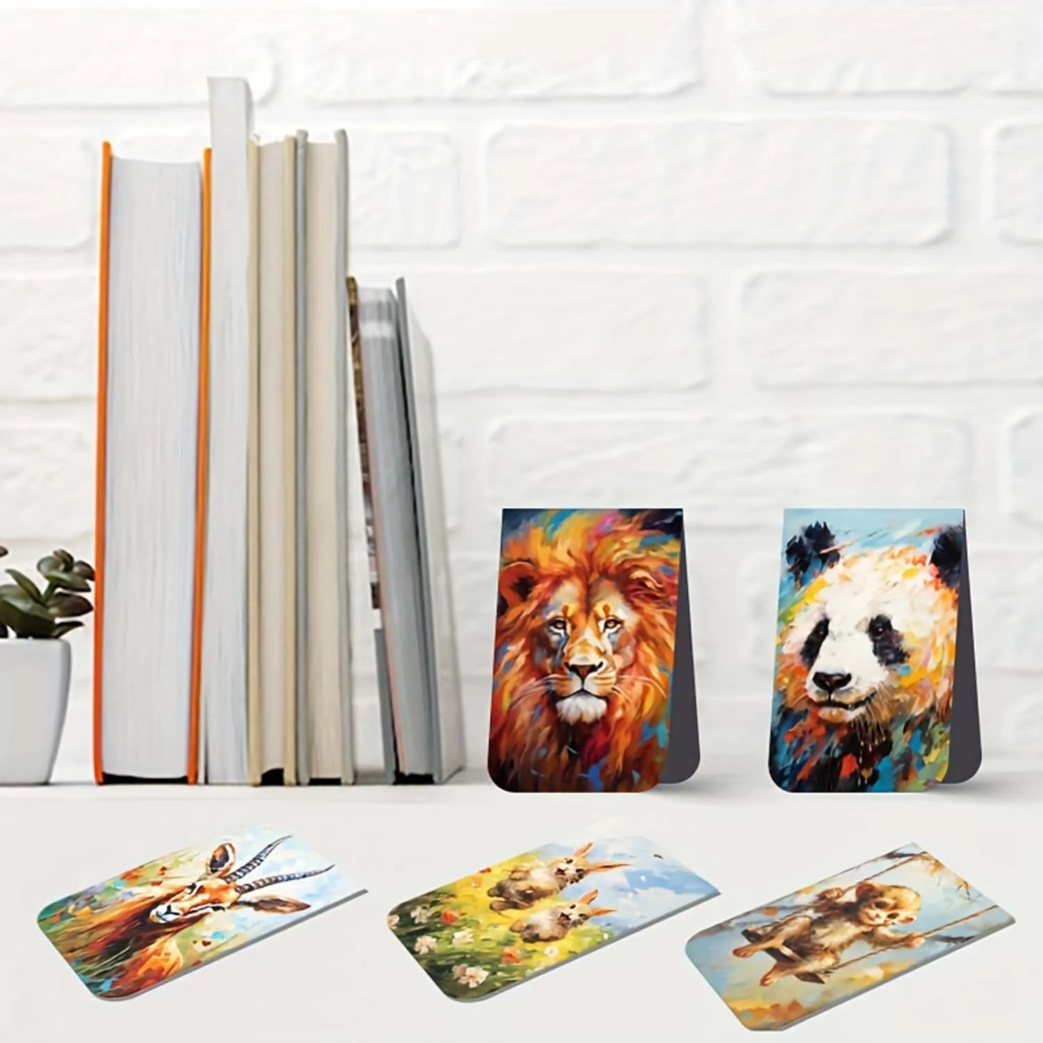 12pcs Bookmark Magnets Oil Painting Cute Decorative Personalized Magnet Students