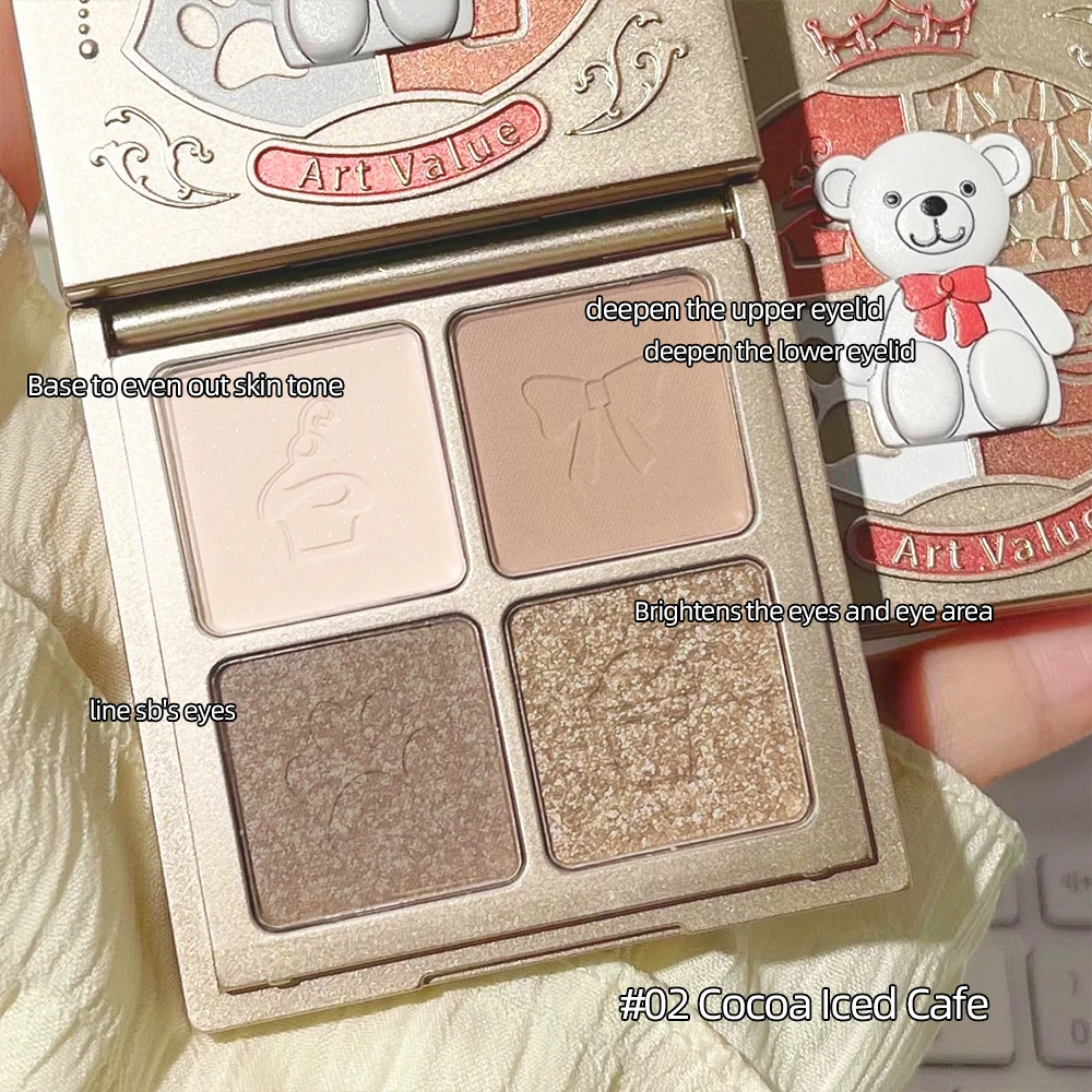 4 Colors Eyeshadow Palette Rose Pink Color Pearly Matte Glitter Eyeshadow Shiny Eye Shadow Long-lasting Eye Makeup Palette eye shadow eye shadow plate