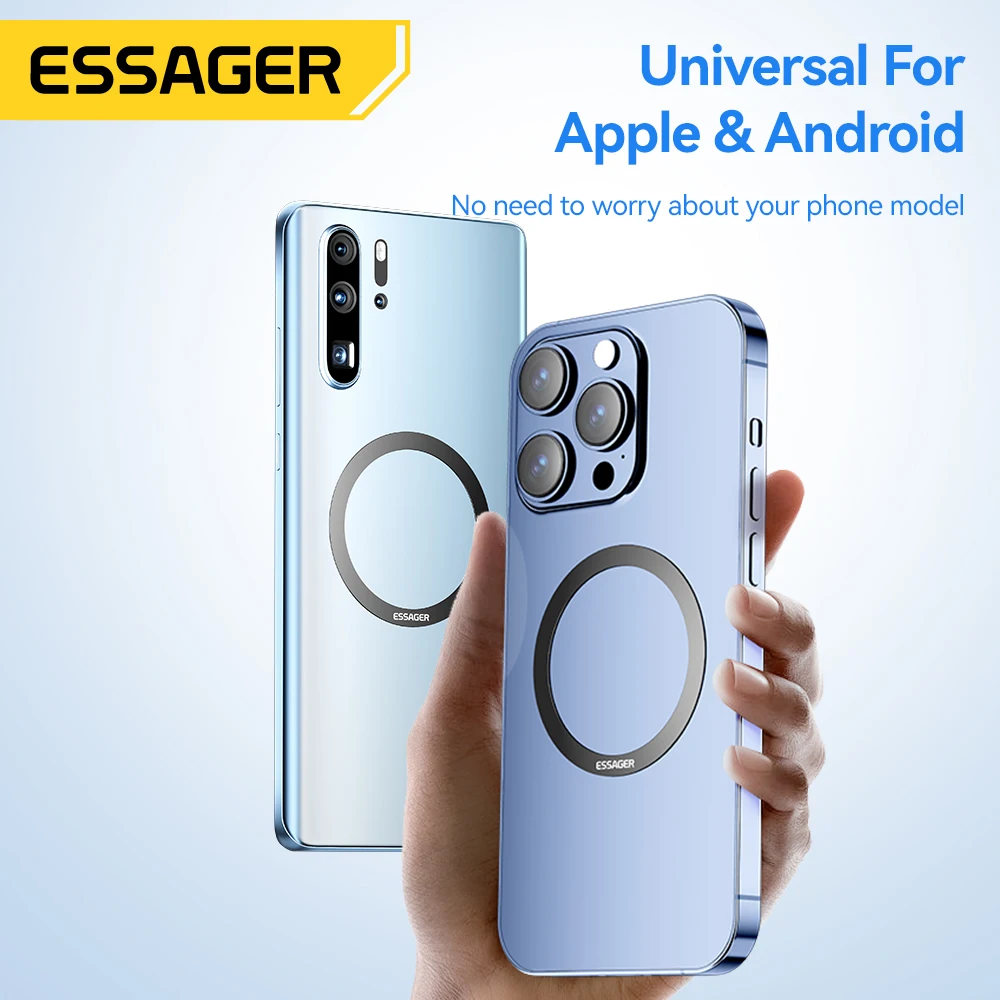 Essager 2PCS 자기 금속 반지 0.3mm 범용 스티커 iPhone 15 14 Pro MagSafe 자석 삼성 무선 충전 플레이트