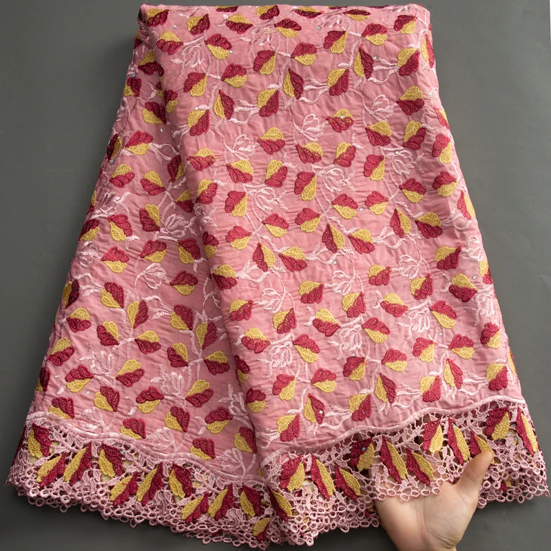 

Latest African Cotton Lace Fabric With Guipure Swiss Voile Cotton Lace Fabric 5 Yards For Elegant Evening Party Dresses A3363
