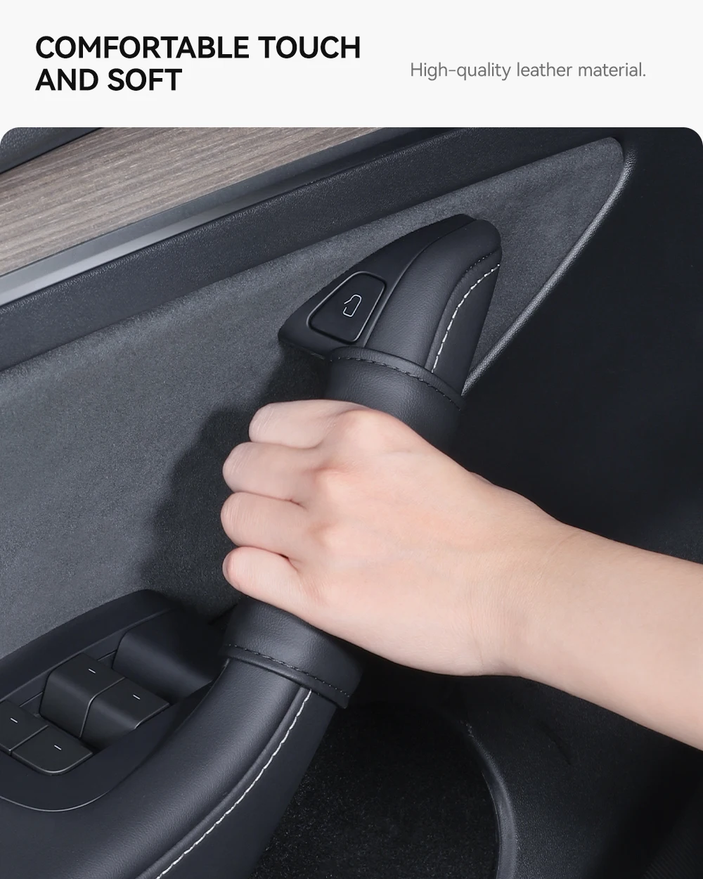 Door Inner Handle Protector Cover Leather For Tesla Model 3 Y Highland Juniper C