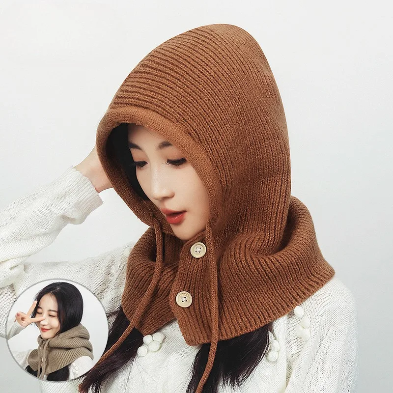 New Women Winter Ski Cycling Earflaps Beanie Hats Cap Female Lady Warm Knitted Balaclava Windproof Cap Hats For Women