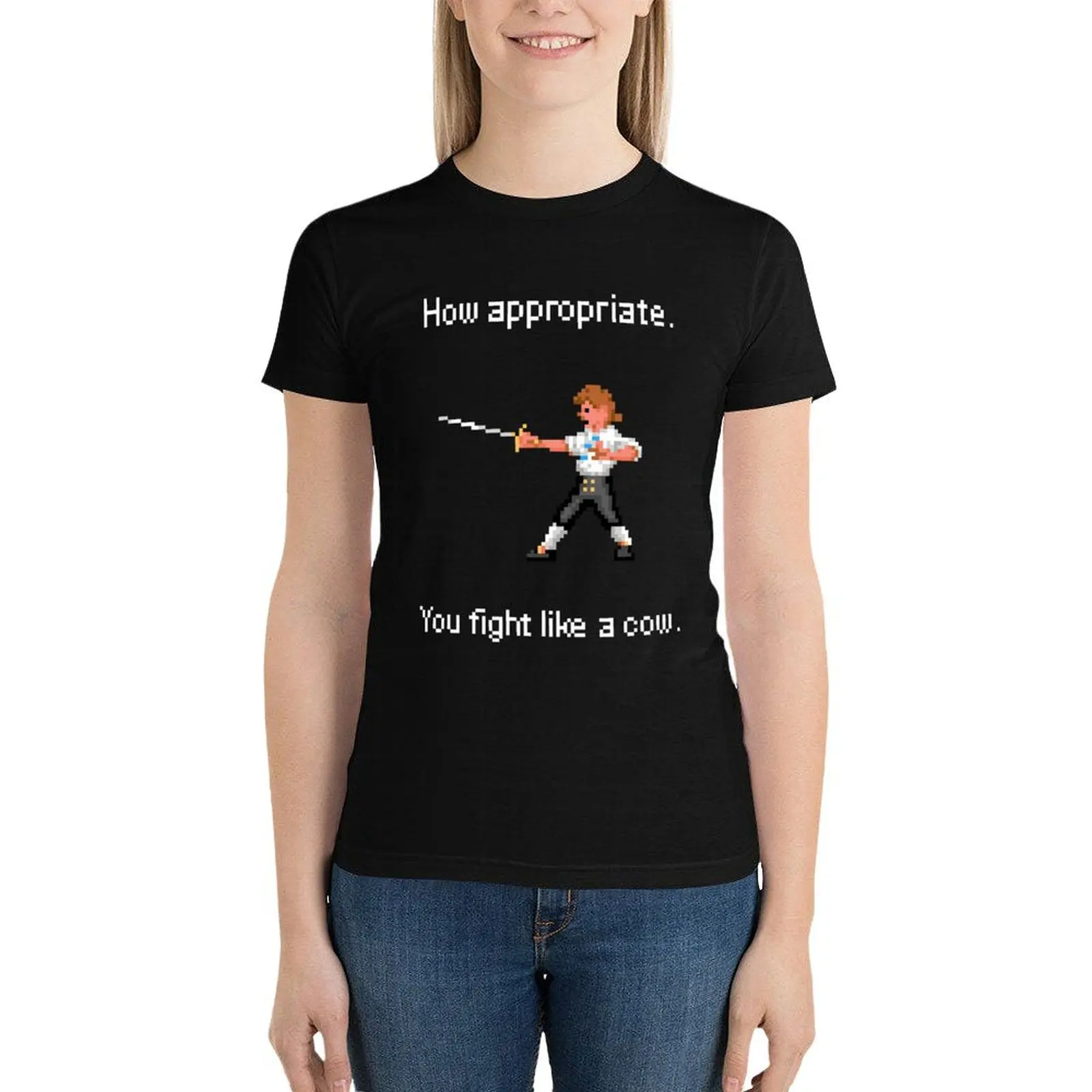 

How appropriate. You Fight like a cow. T-Shirt lady clothes tops Woman T-shirts