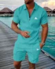 2025 Men's trendy summer short sleeve printed suit Beach style series creative pattern lapel breathable suit 2