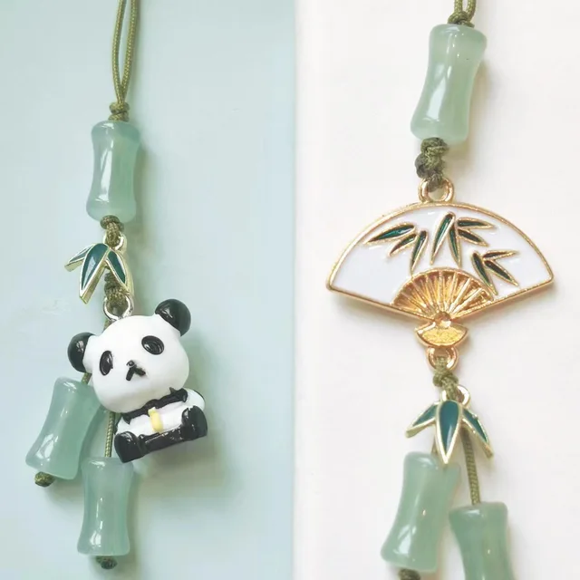 Lucky Panda Anime Phone Pendant Charms Chain For iPhone Samsung Accessories Strap Lanyard Cases