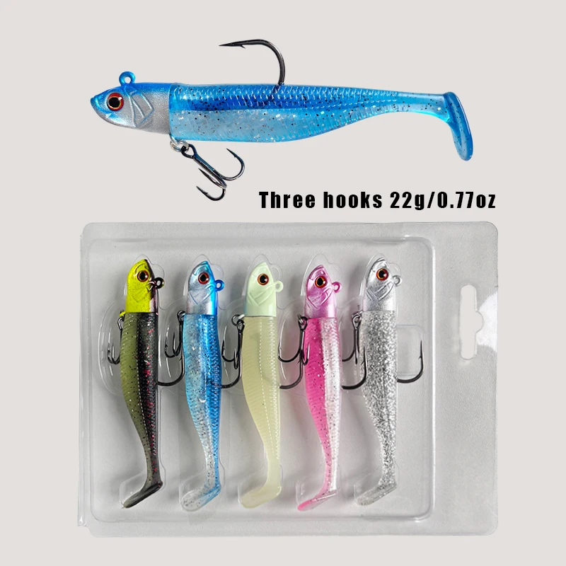 LUHANGT 5-teiliges Set Weiche Angelköder, Weicher Schwimmköder für Barsch-Angeln, Premium-Angelköder für Süß- und Salzwasser, Pesca – Detail 8