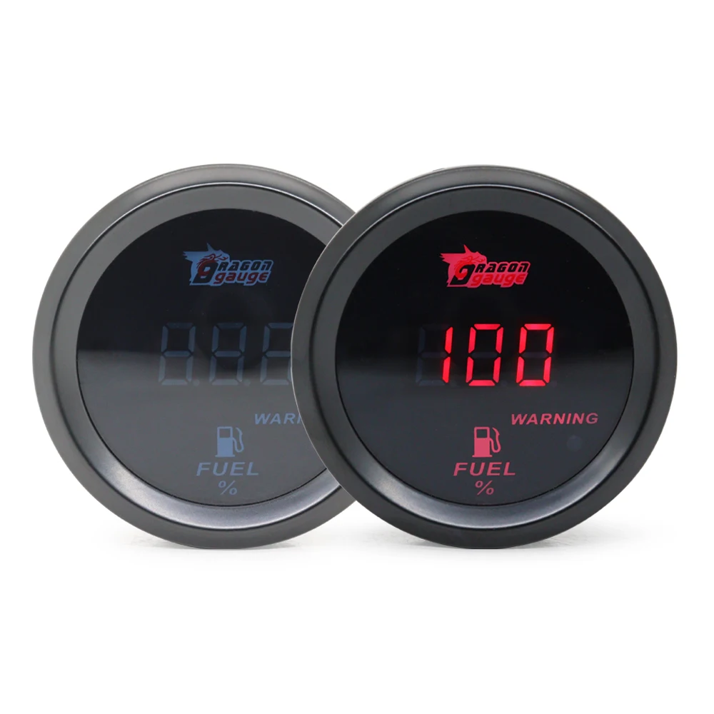 Fuel Level Gauge Universal 2inch 52MM Digital Display Car Fuel Level Gauge 240-33 Ohms Blue Led/Red Led With Sensor 12V
