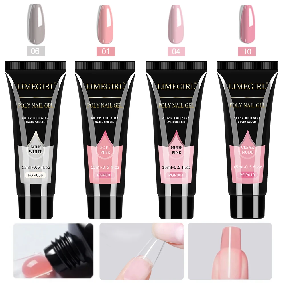 Gel nagellakset met UV-absorberende gelbasislaag, polijstmachine met LED-lampje en nagelfrees, semi-permanente gelnagellakset._voghion.com
