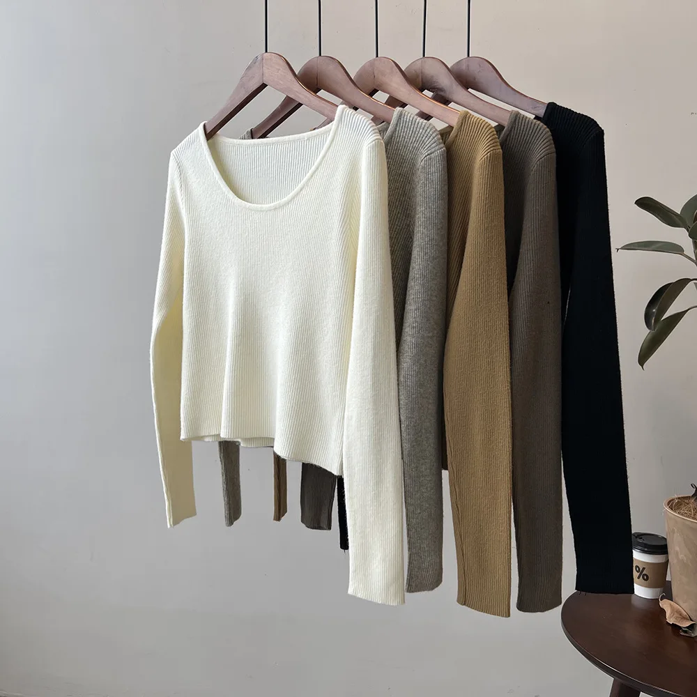 

2023 Autumn New Women's Knitwear Korean Round Neck Pullover Long Sleeve Top P1118