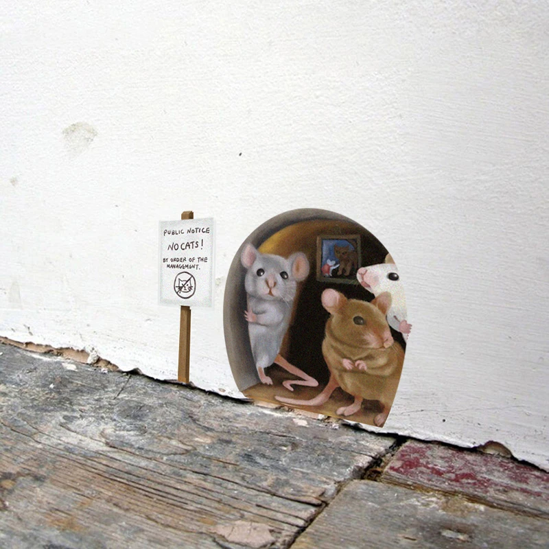 Realistic Mouse Hole Wall Stickers for Corner Stairs Funny Cute Mouse Home Decorative Wall Decals Decorative Stickers