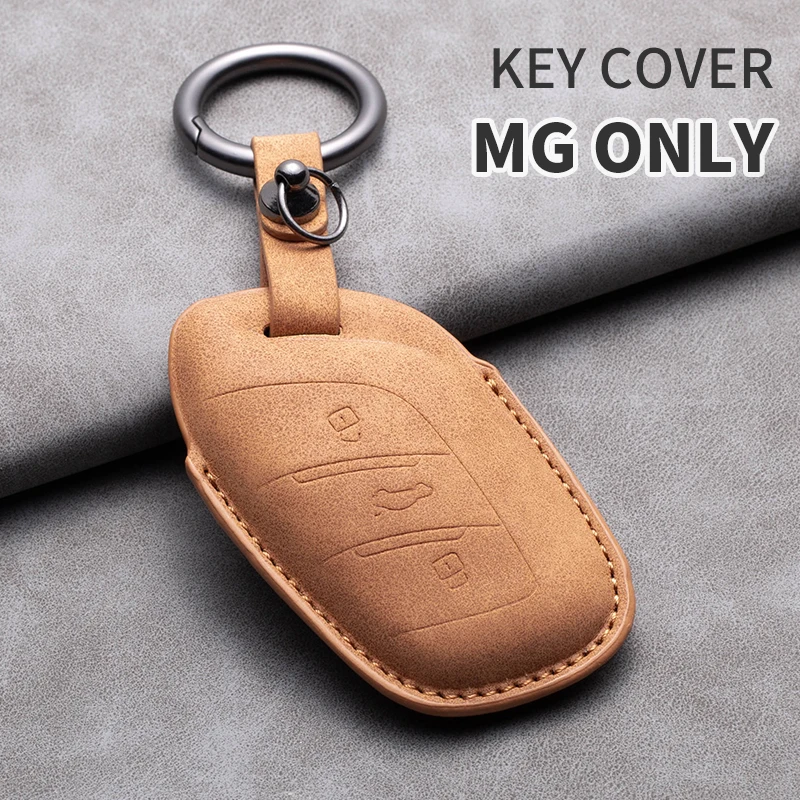 PU 가죽 자동차 스마트 원격 키 케이스 커버 가방 쉘 홀더 수호자 MG ZS EV MG6 EZS HS EHS 2019 2020 키 체인 액세서리