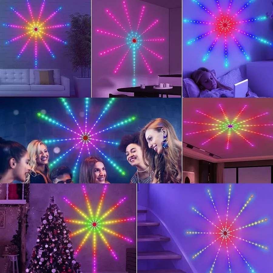 USB Firework LED Strip Lights com APP,