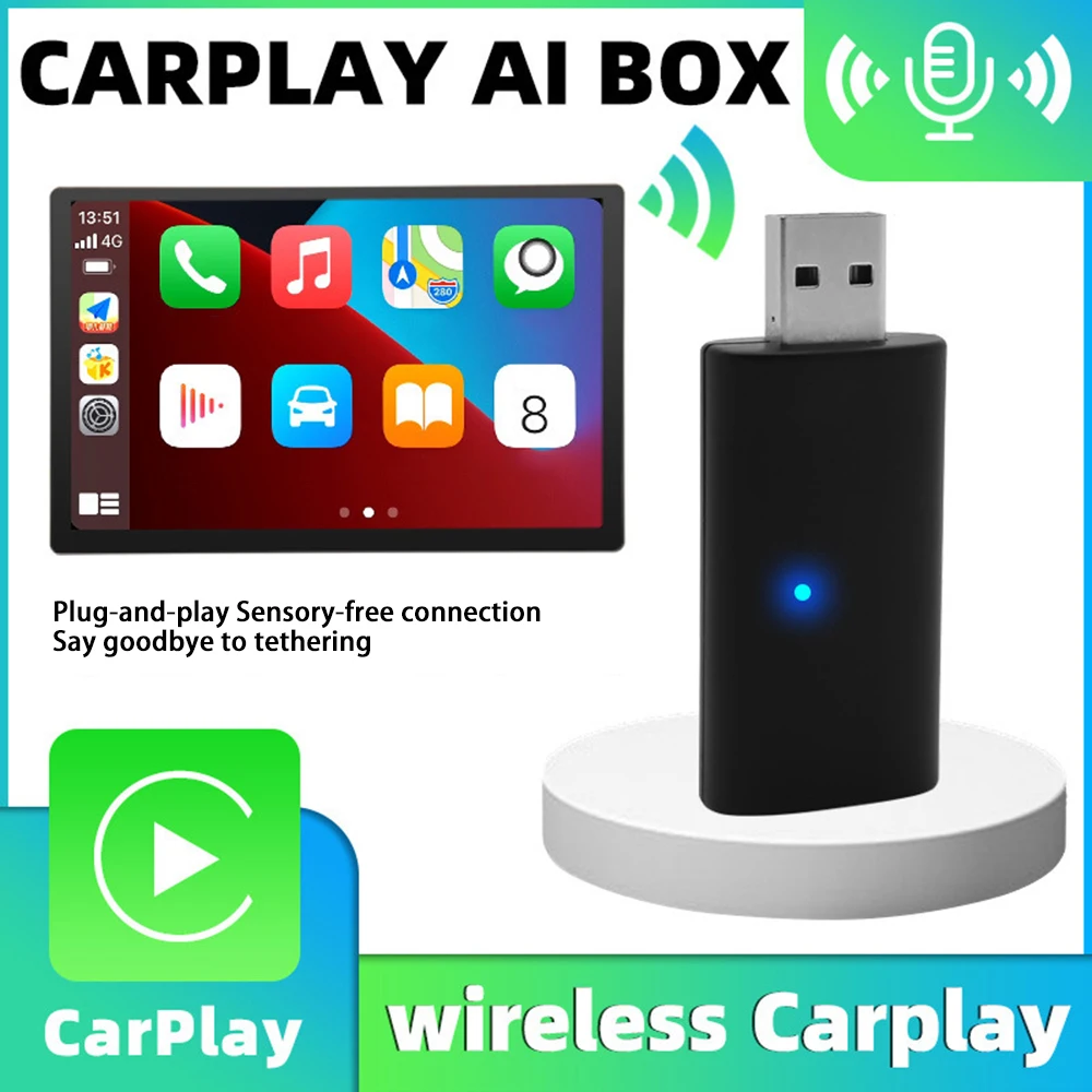 

Wired to Wireless CarPlay Adapter for OEM Car Stereo with USB Plug and Play Smart Link Phone Automatic Connection to CarPlay