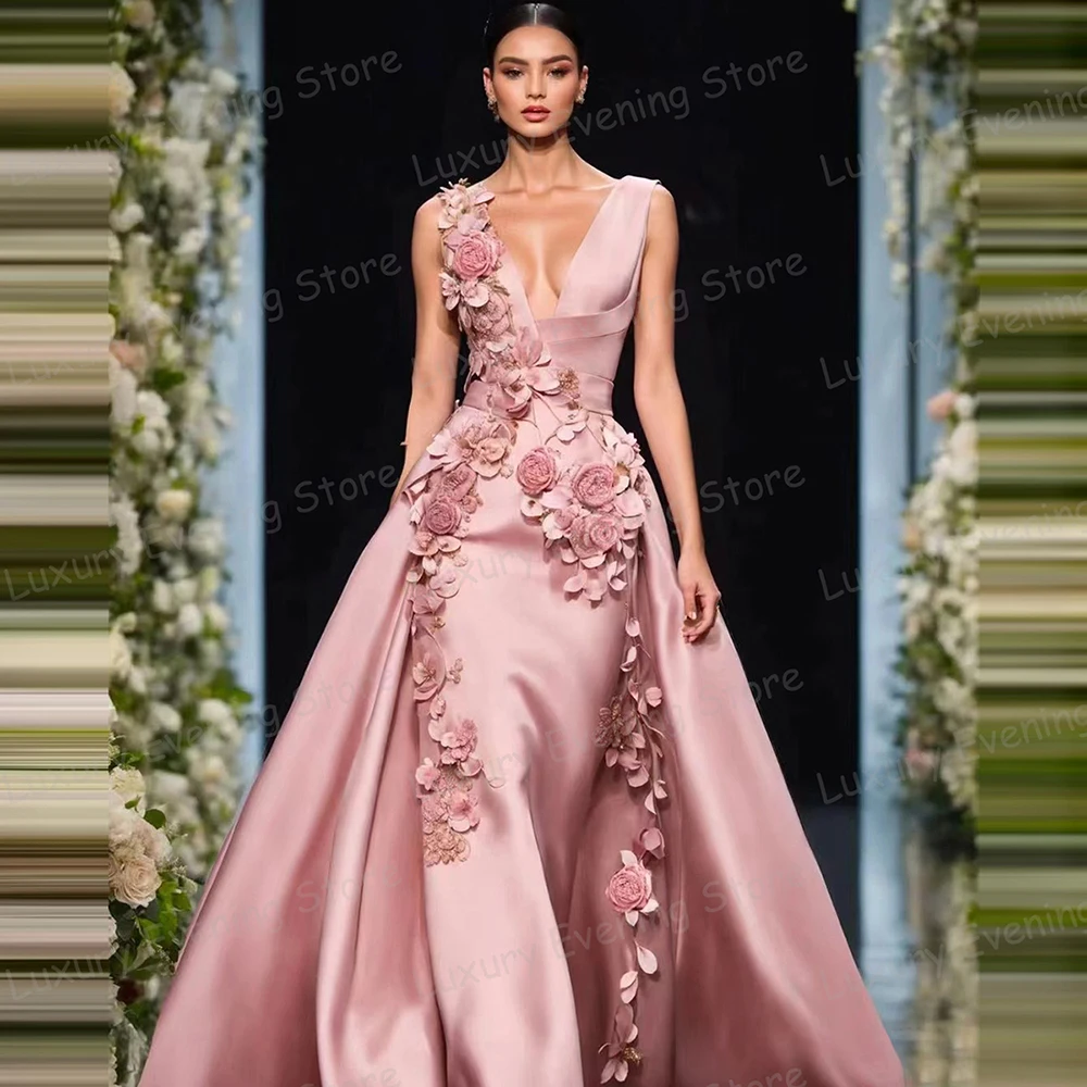 Pink-Colored Printed Fashion Gown main image 1