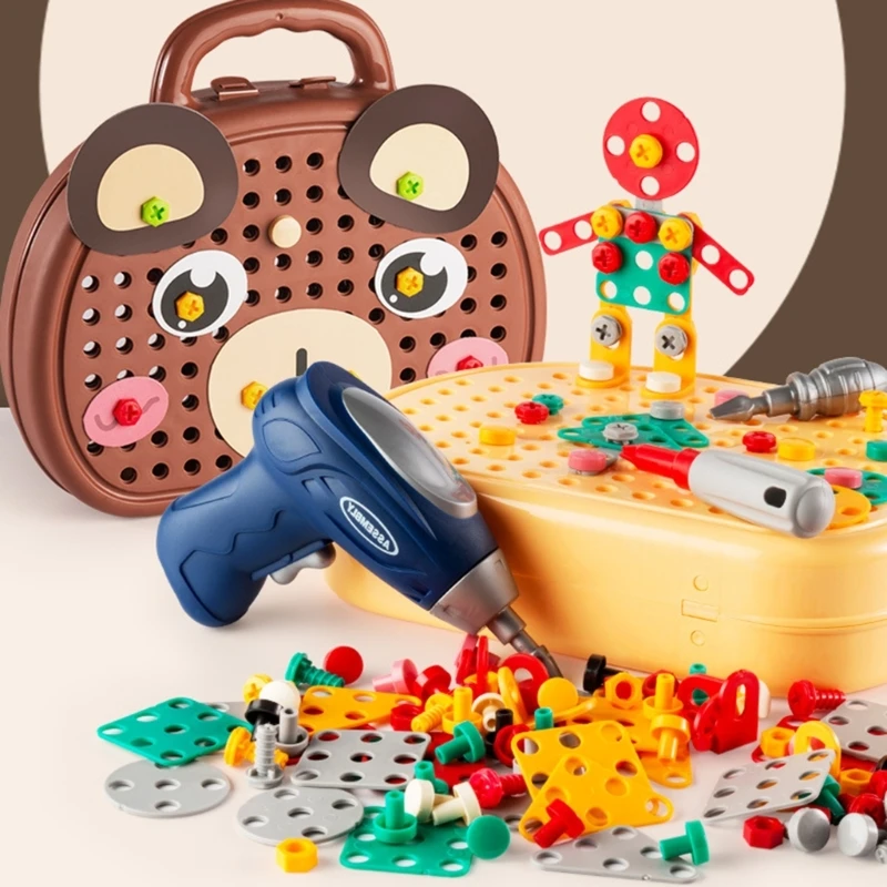 DIY Workbench Toolbox Toy Educational Toy Puzzle Brain Developmental Pegged Board Desk Busyboard for Toddlers