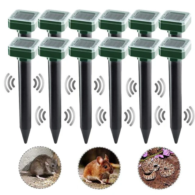 12/8/12 Db Ultrahangos Napenergia -Állatok Vibráció Vízálló Visszatelepítő Móli Elektronikus Kígyó -Visszautasító A Garden Yard Farm Számára