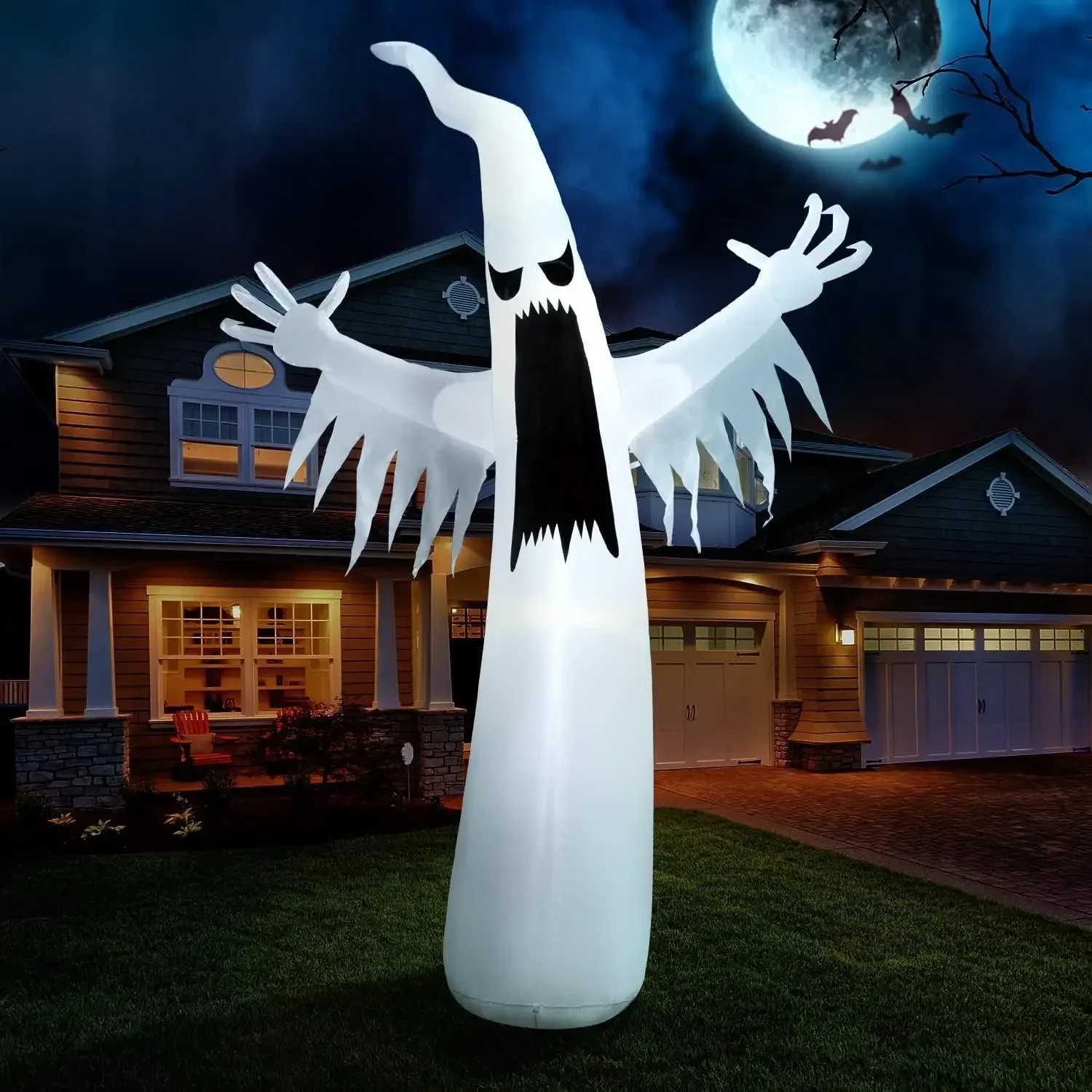 2.3m LED Color Changing Ghost Inflatables Decoration Terror Ornament Courtyard Garden Outdoor Halloween Holiday Party Decor Prop 1