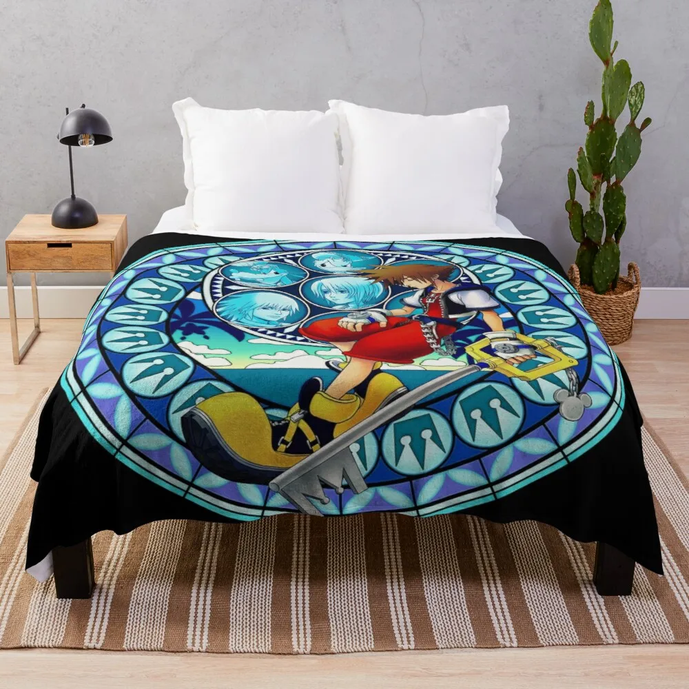 

Kingdom Hearts - Sora's Dive to the Heart Stained Glass Throw Blanket softest blanket Anti-pilling flannel