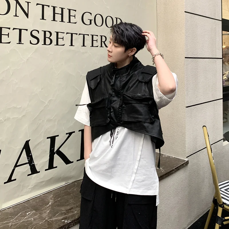 Spring and Summer Heavy Industry Locomotive Coat Men's Design Sense Mechanical Style Tooling High-Grade Sense Trendy Vest