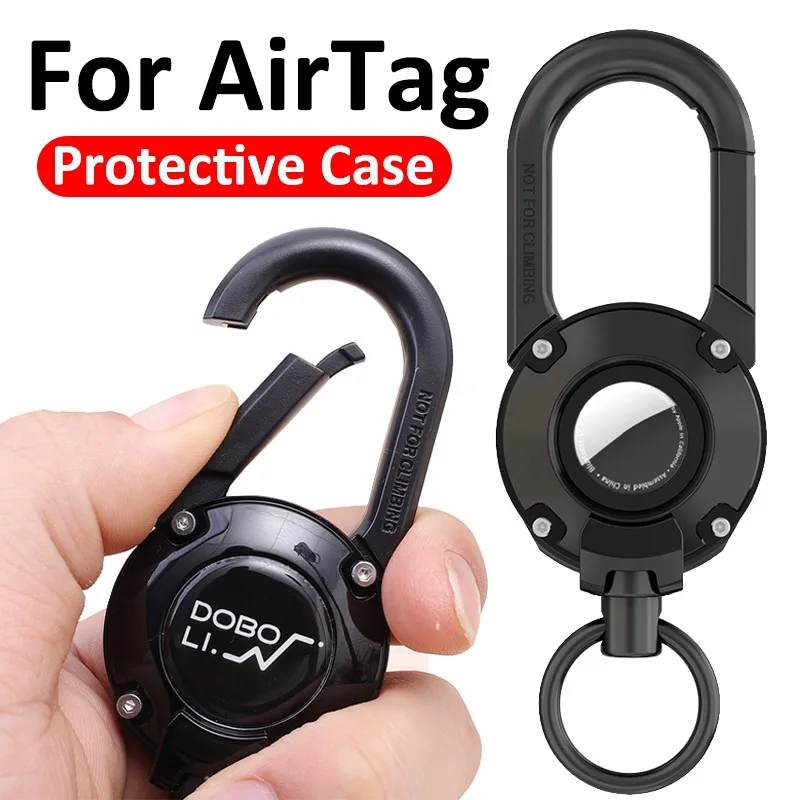 

For Apple Airtag Case With Keychain Anti-Lost Protective Cover Holder Keychain With Key Ring Carabiner For Climbing Keys Luggage