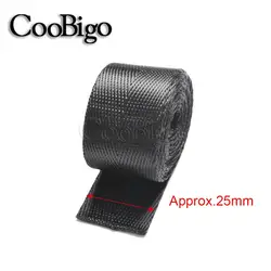 Durable Black Herringbone Woven Nylon Webbing Strap - Ideal for Sewing, Belts, Harnesses, and Bags (10 Yards, 10 - 50mm Width) (Webbing Size 25mm)