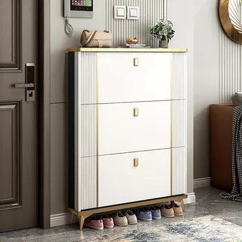Shoe Cabinet With 3 Flip Drawers Dressers for Bedroom Furniture Living Room Vip Bag Luxury Bags Women Shoes Organization Armoire 2