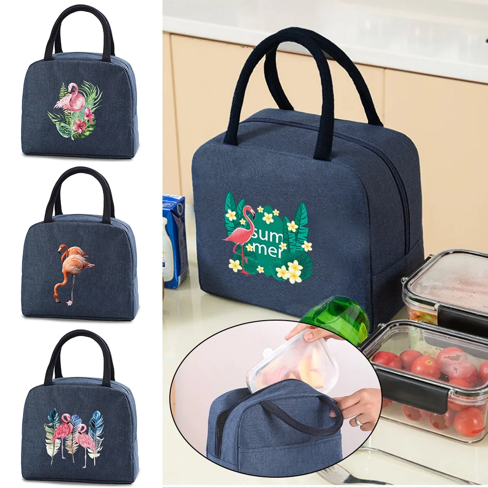 

Lunch Bag Insulated Picnic Carry Case Thermal Portable Lunch Box Bento Pouch Flamingo Print Lunch Container Food Storage Bags