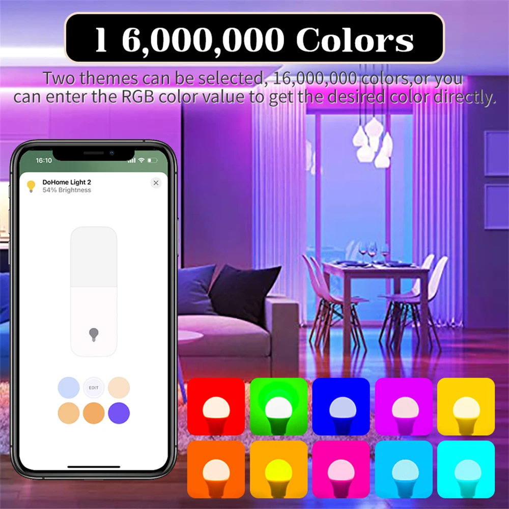 Xiaomi APP Control WIFI Smart LED Light Bulb Apple Homekit E27 15W LED Lamp 100-240V / DC12V Apple Siri Voice Control