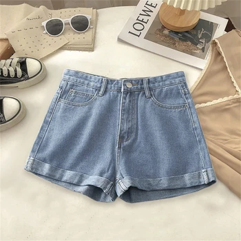 Women High Waist Denim Shorts Sexy Girl Spring Summer New In Short Jeans Wide Leg A Line Y2K Hot Pants Cowboy Casual Streetwear 9