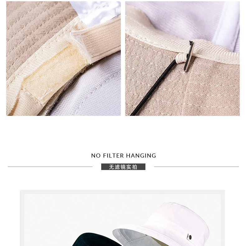 Sommerlicher UV-Schutz-Sonnenhut mit großer Krempe für Damen und Herren – Modischer, einfarbiger Sonnenschutz-Bucket Hat für Reisen und Shopping – Großhandel im Trend – Detail 6