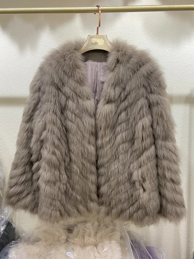 

Лидер продаж, женское толстое пушистое пальто из натурального Лисьего меха, свободное зимнее пальто большого размера из натурального Лисьего меха