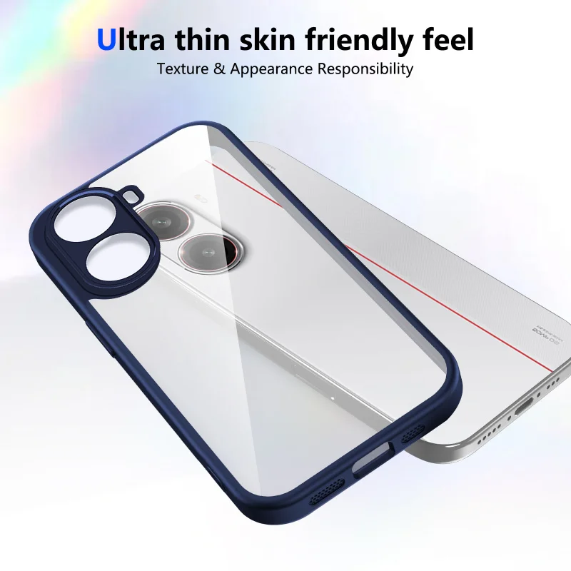 HD Clear Shockproof Transparent Phone Case with PC Back and TPU Bumper