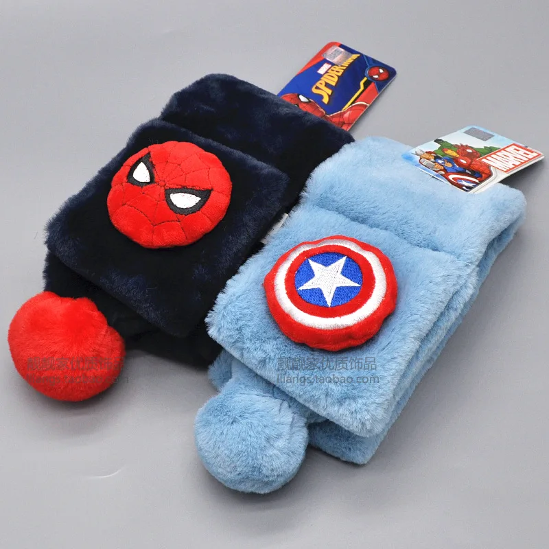 

Disney New Winter Warmer Scarf For Boys Kids Spider Man Captain America Outdoor Wind Proof Thickening Keep Warm Knitted Scarves