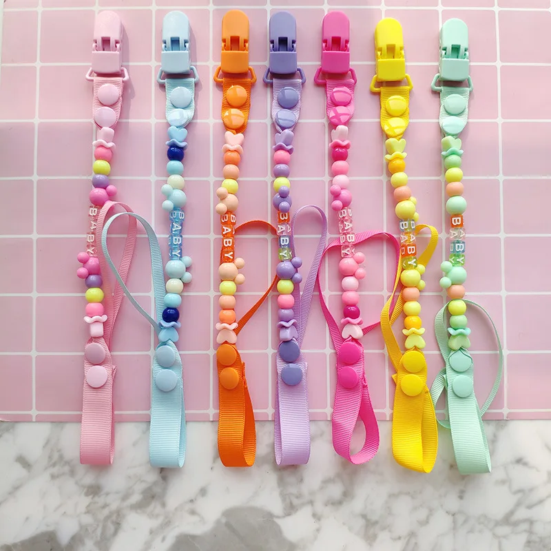 Anti-lost Baby Pacifier Clips Dummy Holder Silicone Pacifier Chains Beaded Baby Teether Toy Teething Chain Girls Boys Gifts teething toys pacifier clip pacifier chain pacifier accessories teether clip teething beads teething toy tethers baby silicone accessories