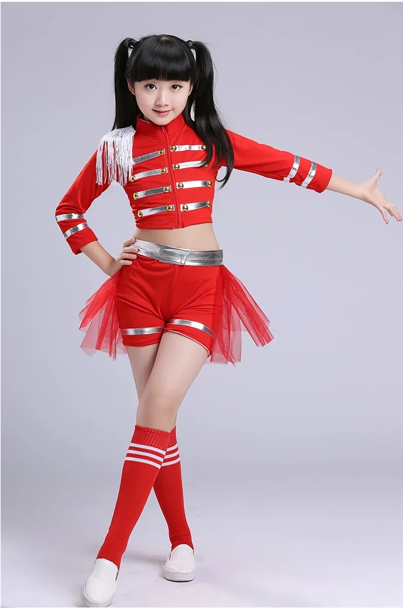Children Sequins Jazz Dance Modern Cheerleading Hip Hop Costume for Kids Boy Girls Crop Top and Pant Performance Outfits Clothes