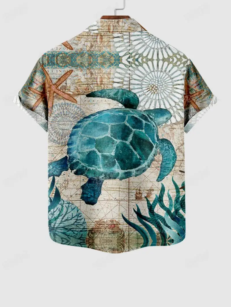 Rosegal Matchable Couple Hawaiian Starfish Turtle Sea Creaturesweed Floral  Print Shirt or Plus Size Flare Tank Dress - AliExpress 200000345