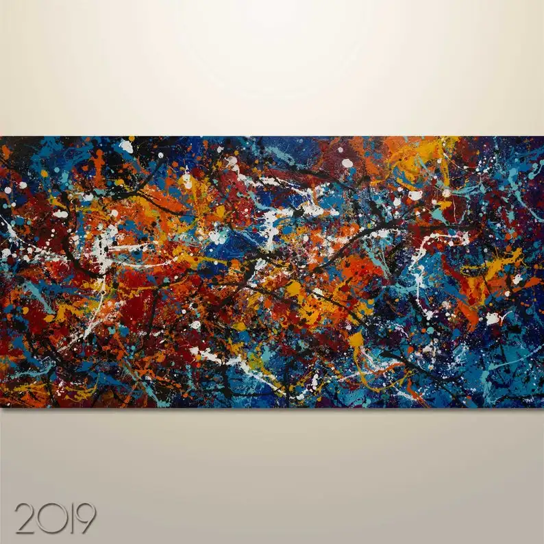 

Origina Extra Large Pollock Style Painting Large Blue Abstract Paintingabstract oil painting,abstract painting,contemporary art