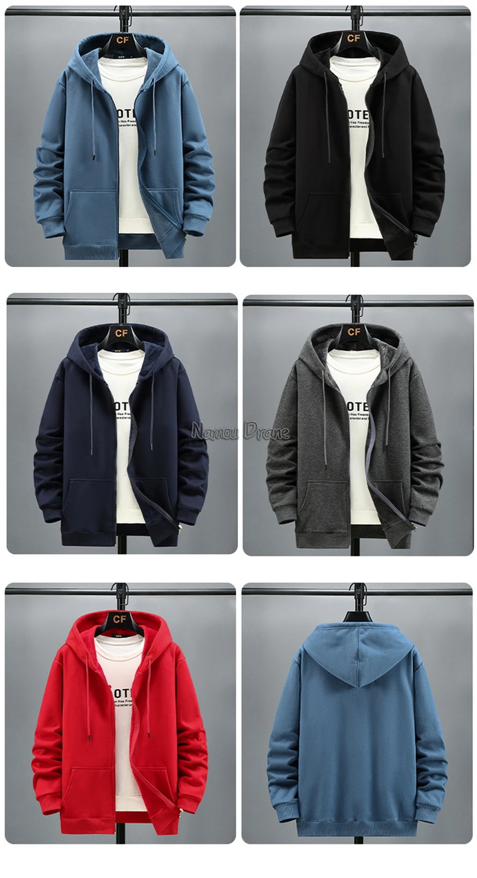 2023 Men Zip Oversized Hoodie Plus Sized Fleece Hood Long Sleeve Top Male Sweatshirt Zipper Loose Baggy Big Size Plus Large 12XL