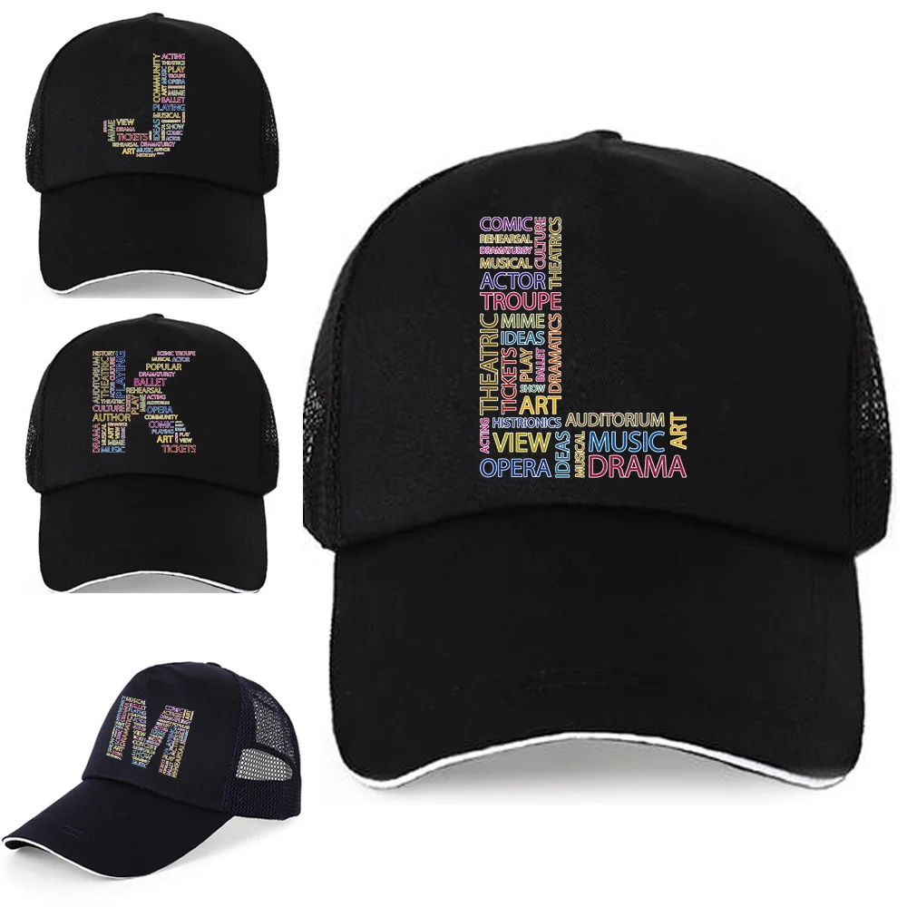 

Men Pure Cotton Breathable Mesh Cap Women Summer Sunscreen Visors Hats Text Letter Print Fishing Caps Adjustable Back Buckle Hat