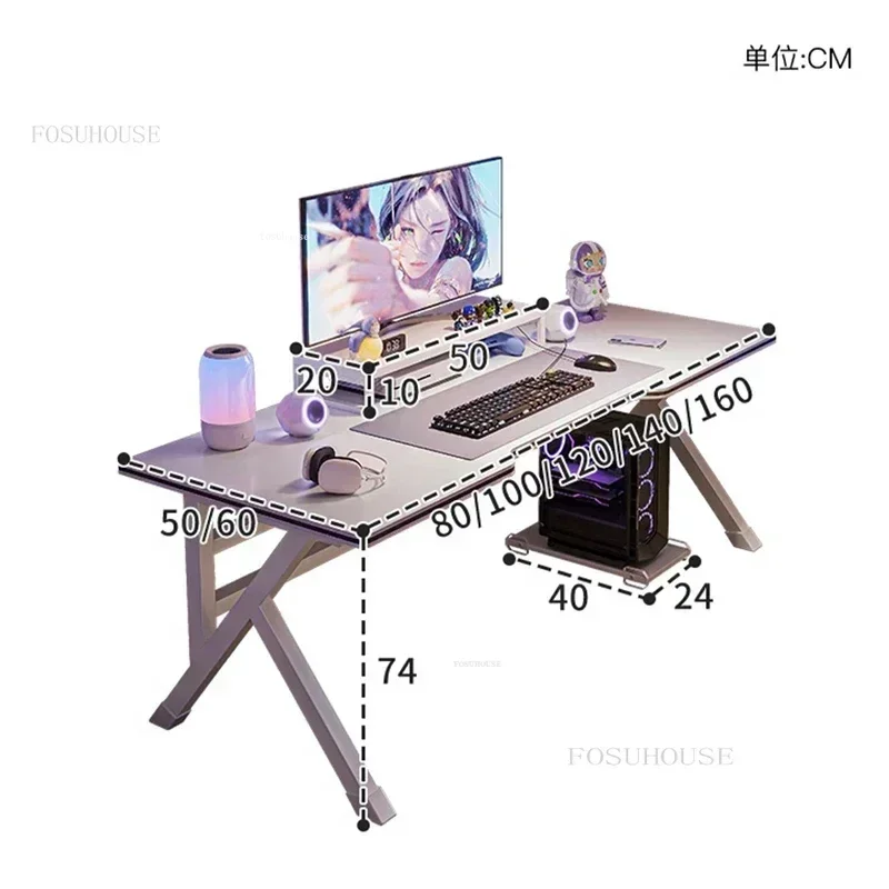Modern Desktop Computer Desks Home Office Desk Furniture Bold K Legs White Gaming Desk Simple Bedroom Home Student Study Table M
