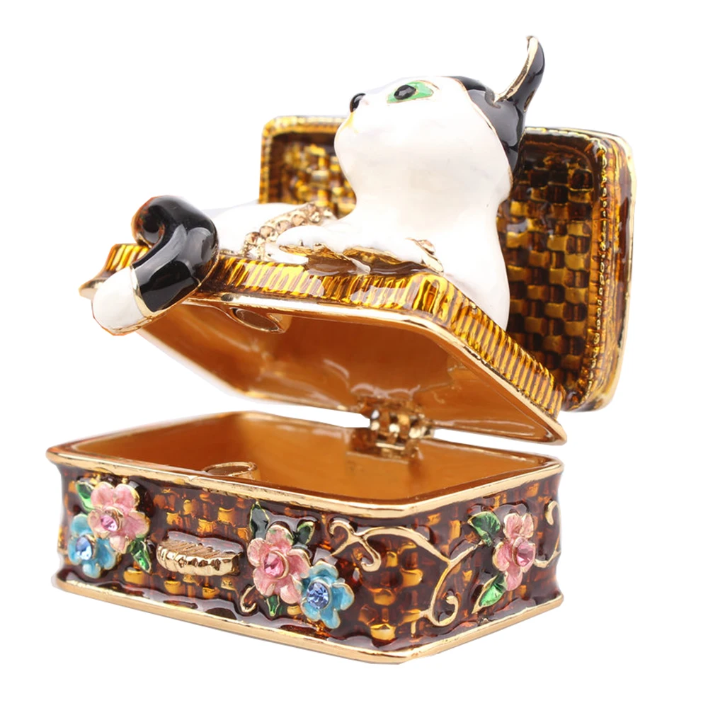 Bejeweled Kitty Trinket Box, Cat Figurine, Ring Holder, Necklace, Earring, Birthday Gift
